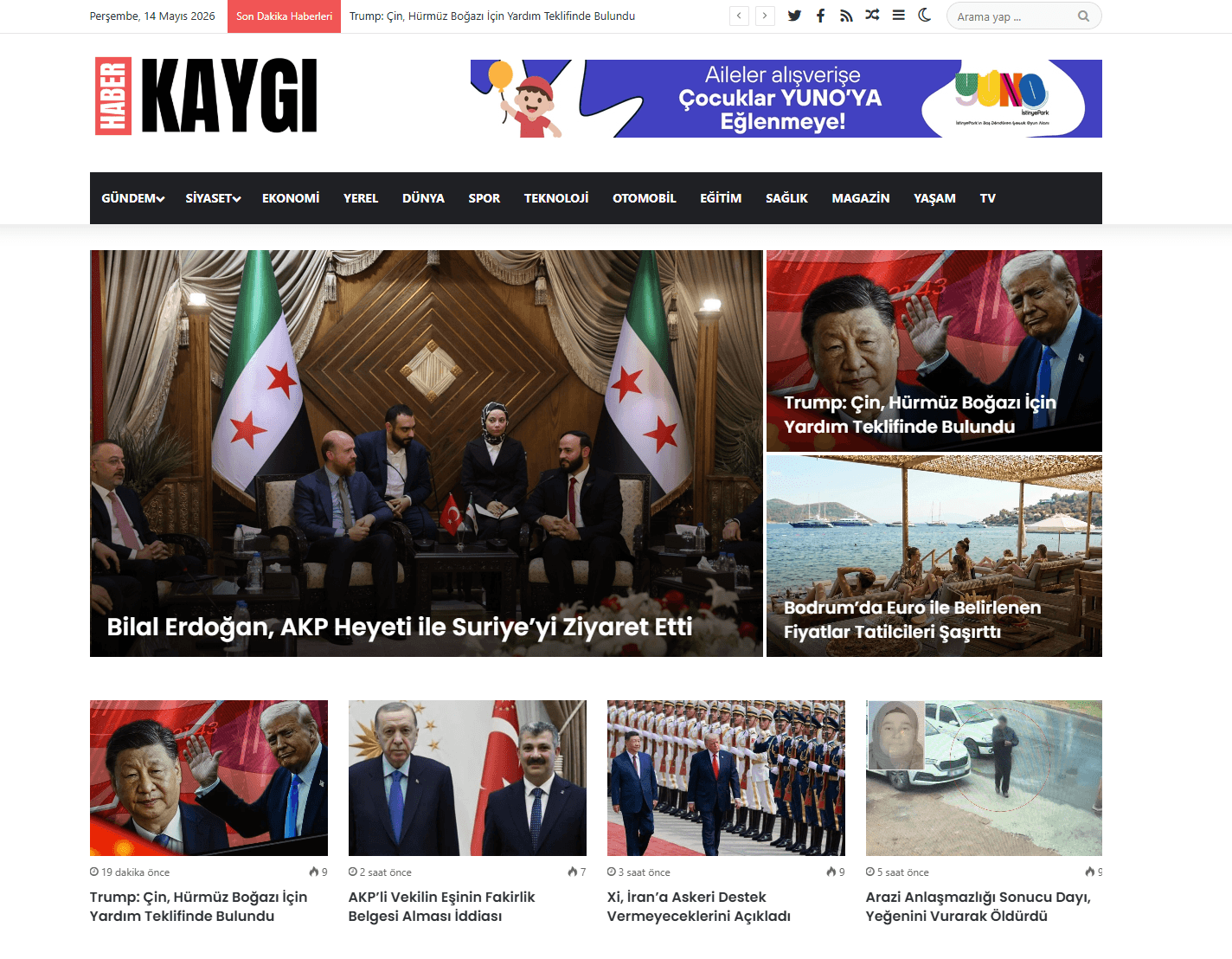 Genel Haber Sayfası giriş ekranı